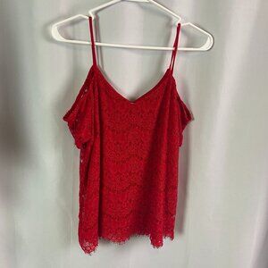 Monteau Red Lace Off the Shoulder Top